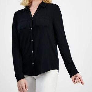 NWOT Style & Co Button Front Long Sleeve Knit Shirt